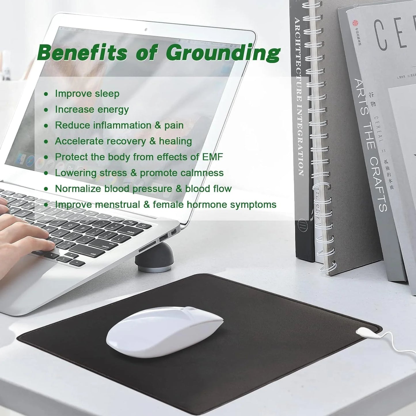 VamsLuna 11x13" Grounding Mat Mouse Pad with Earthing Wire