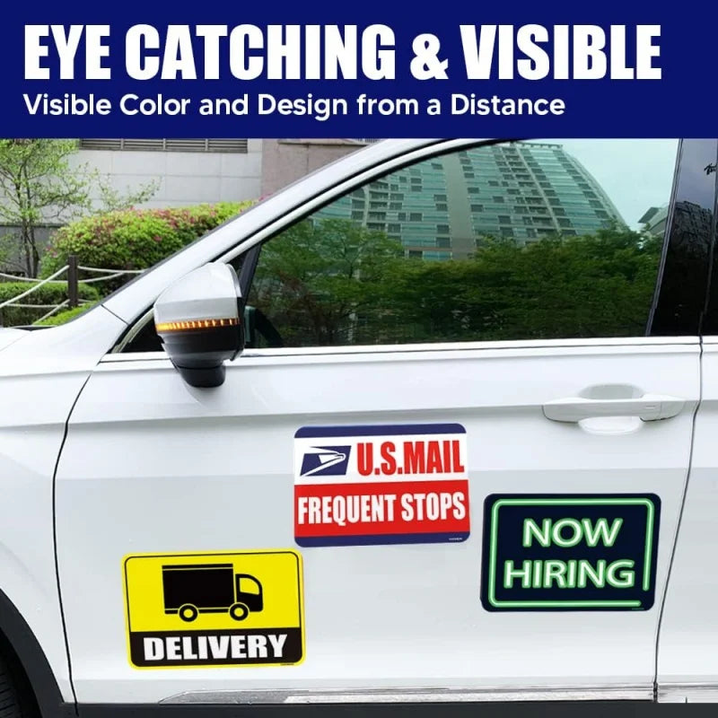 2-Pack Reflective Delivery Driver Car Magnets – Waterproof Signs