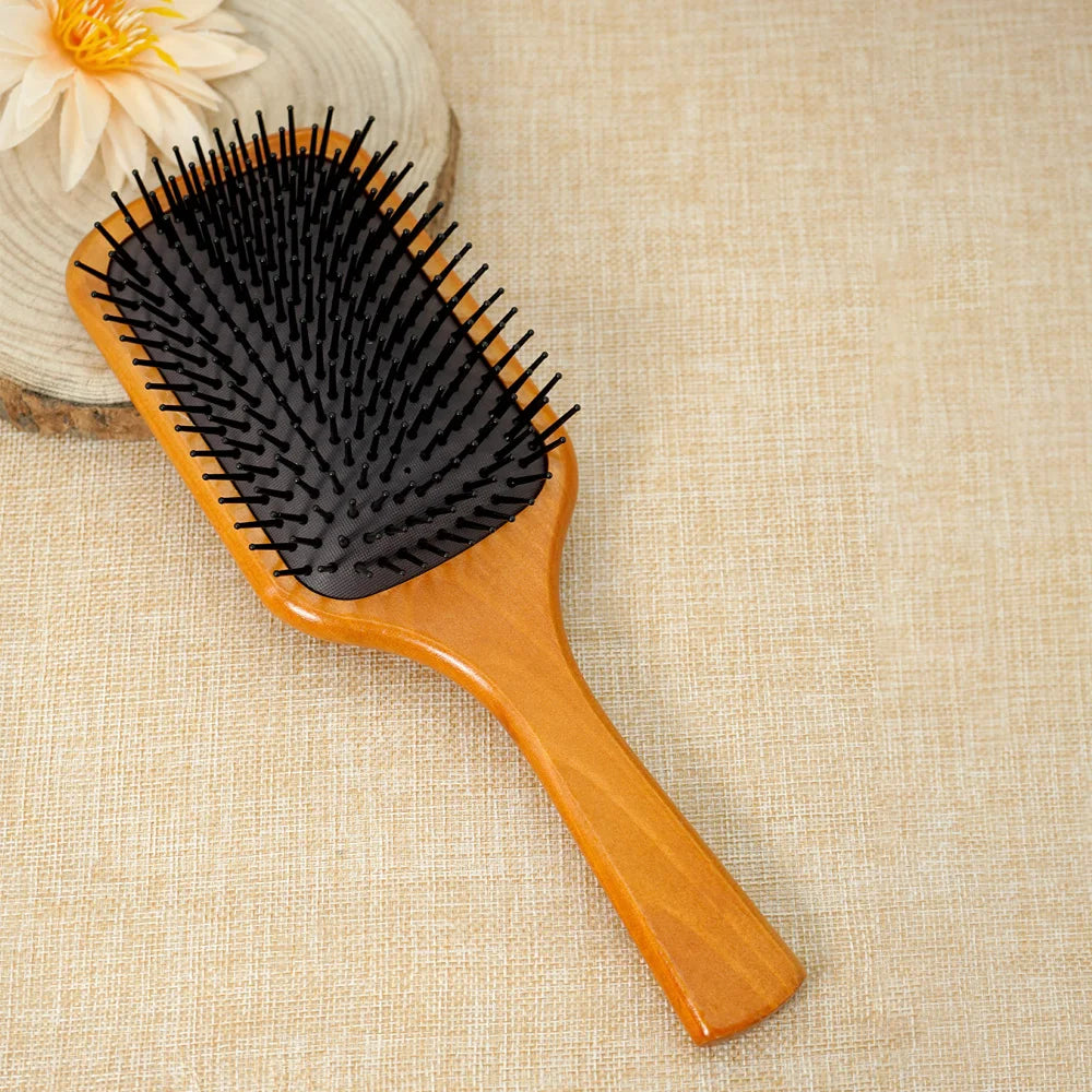 Wooden Paddle Hair Brush – Detangling & Scalp Massage for All Hair