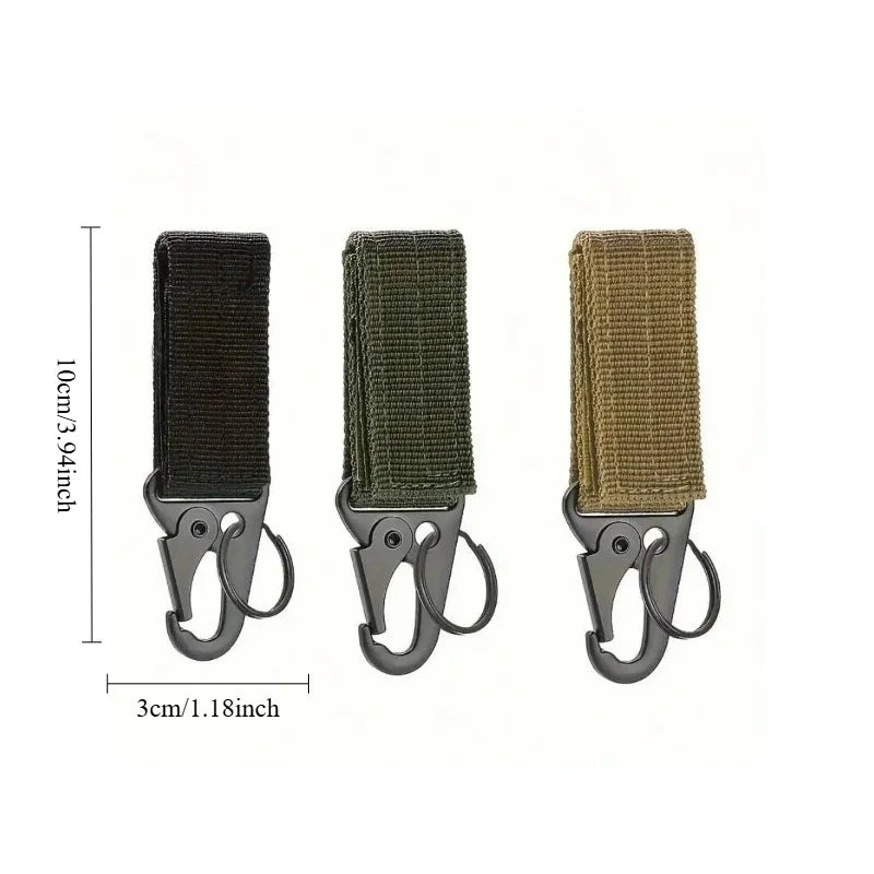 Tactical Nylon Webbing Belt Triangle Buckle & Carabiner Clip