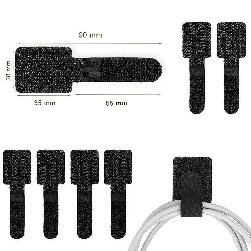 Reusable Self-Adhesive Cable Ties & Wire Organizer Straps