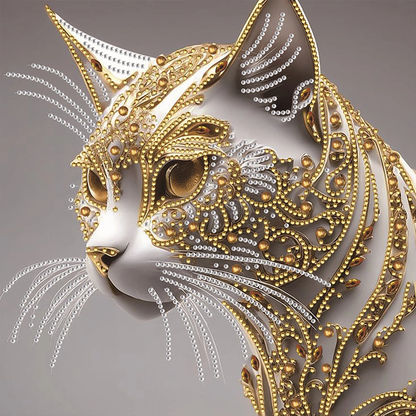 Cat Special Shaped DIY Partial Drill Diamond Painting Kits for Adults Beginners Home Decor Diamonds Dots Gem Art Kits 30x30cm Peaceful Pleasures Health and Wellness Golden Ornate Cat