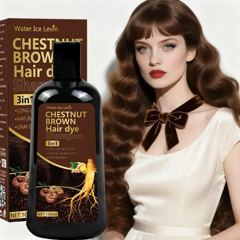 Water Ice Levin Chestnut Brown Hair Dye Shampoo – Gray Coverage