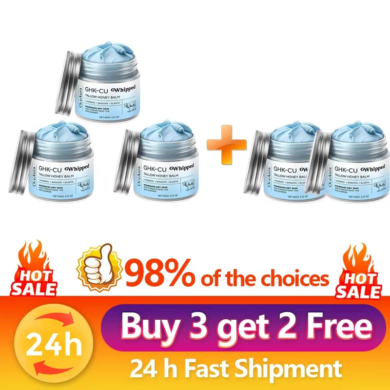 Copper Peptides GHK-Cu Beef Tallow for Skin: Blue Balm Manuka Honey Face and Body Moisturizer for Mature, Dry & Sensitive Skin Peaceful Pleasures Health and Wellness Buy 3 Get 2 Free