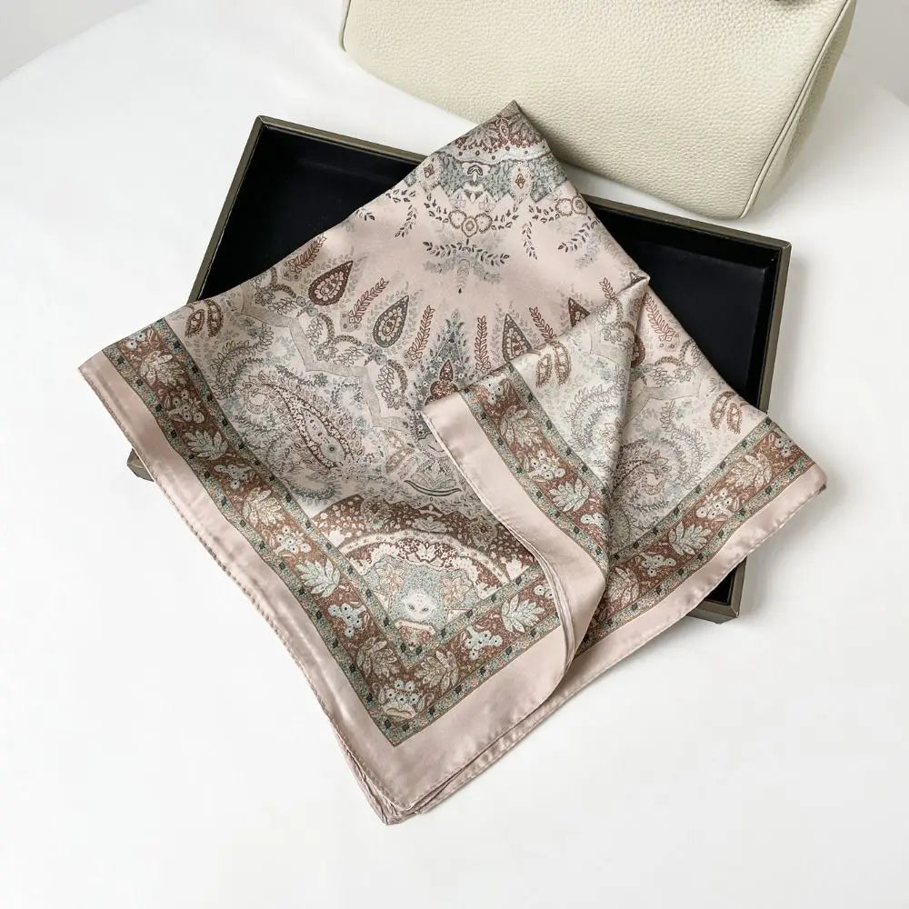 Women's Square Printed Scarf 70x70cm – Silk-Feel Headscarf