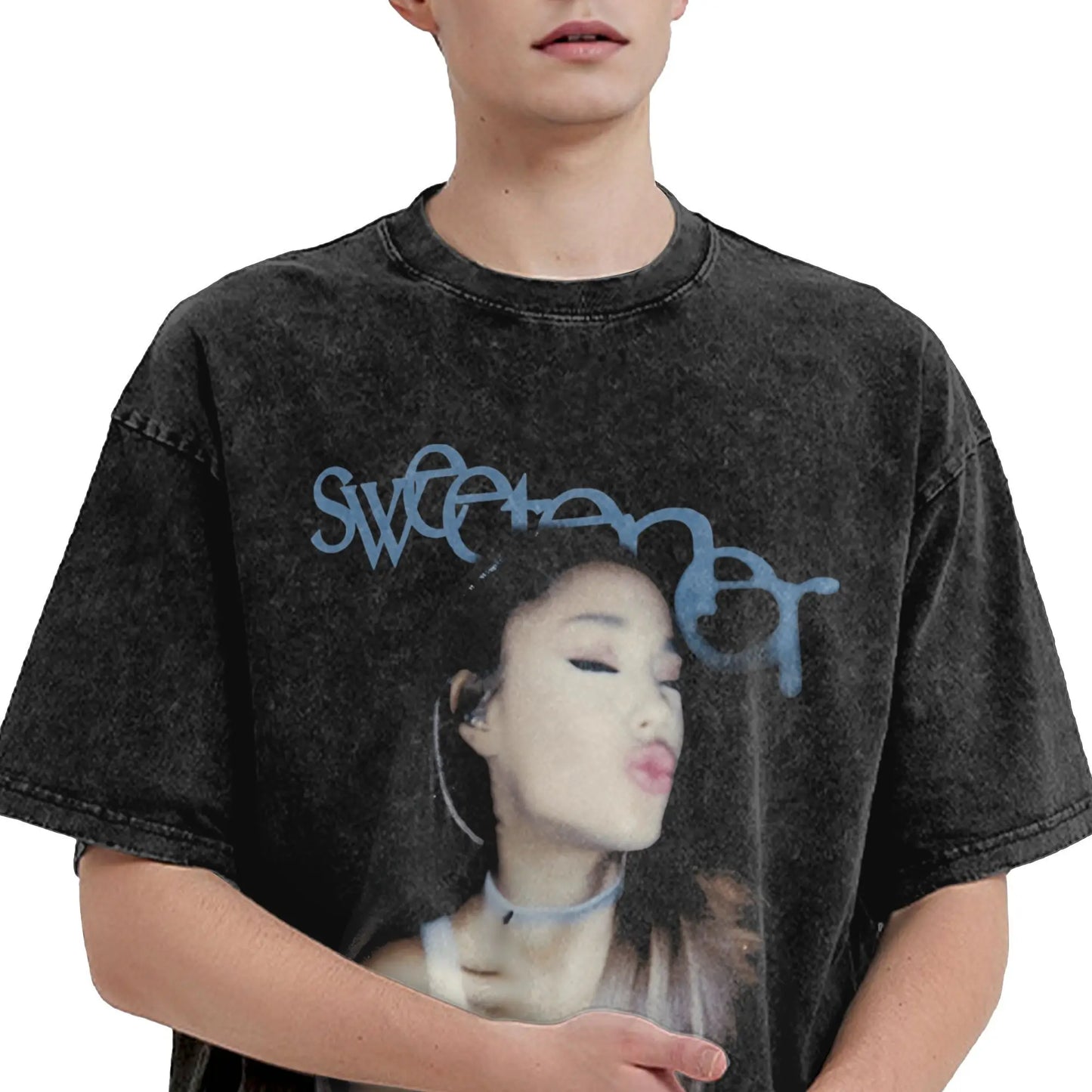 Oversized Washed T-Shirt Arianas Sweetener World Tour Loose T Shirts Grande Popular Tee Shirt for Men Beach Awesome Casual Tees Peaceful Pleasures Health and Wellness