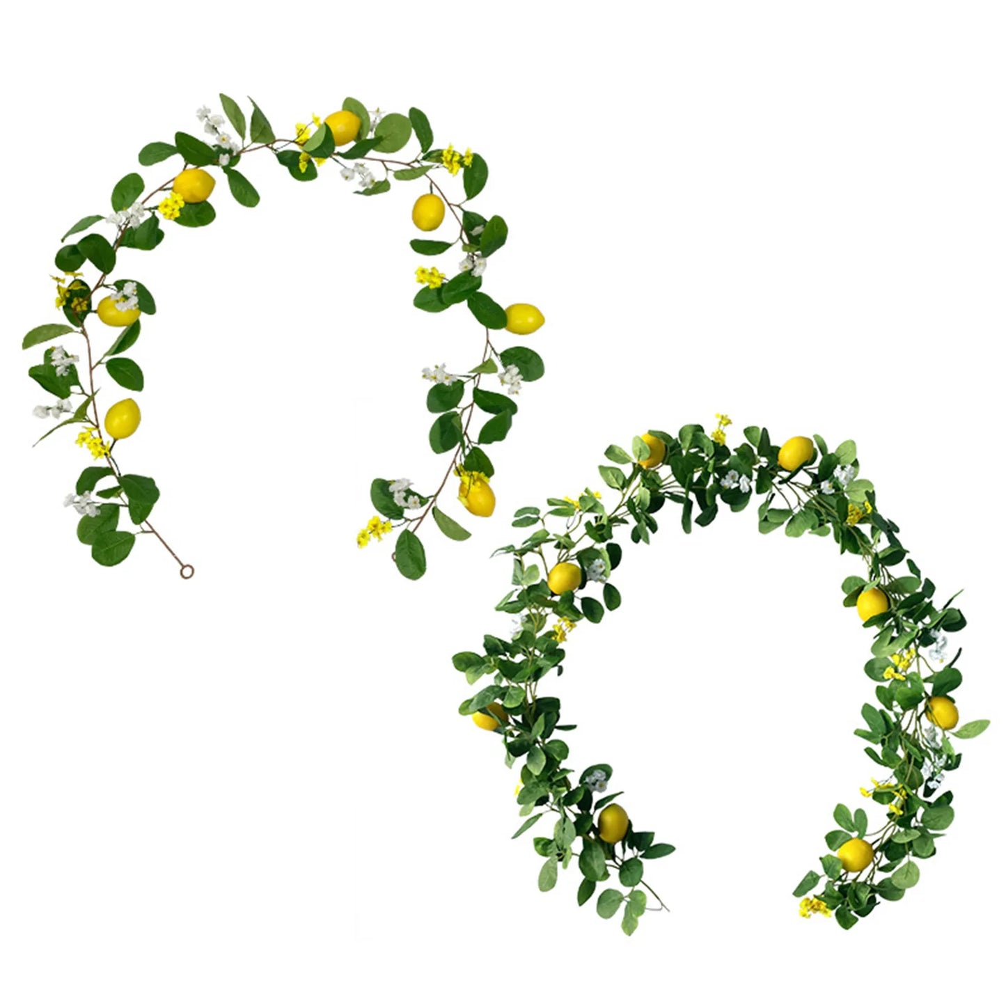 Artificial Lemon Garland Hanging Rattan Fake Eucalyptus Leaves Front