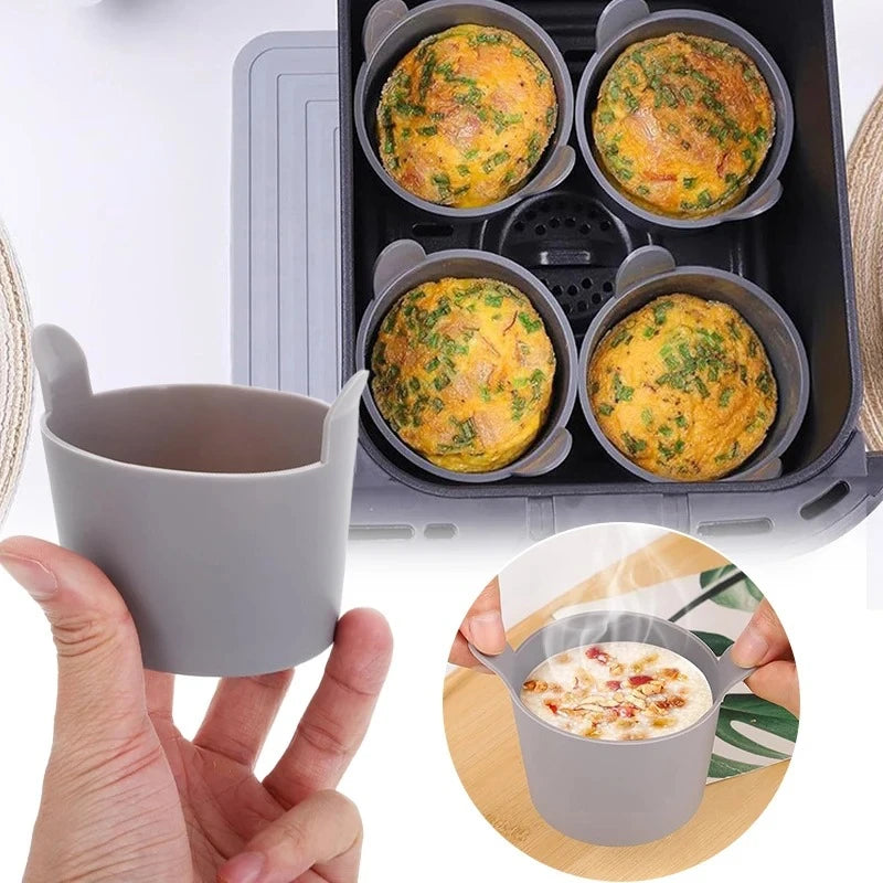 4pcs Air Fryer Silicone Egg Poacher Cups Silicone Egg Cooker Mold Baking Custard Tart Pie Cake Desserts Maker Silicone Basket Peaceful Pleasures Health and Wellness