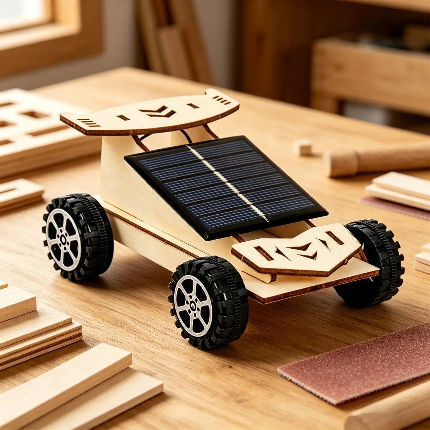 Solar Powered Wooden DIY Lunar Rover STEM Kit for Kids Ages 6–12