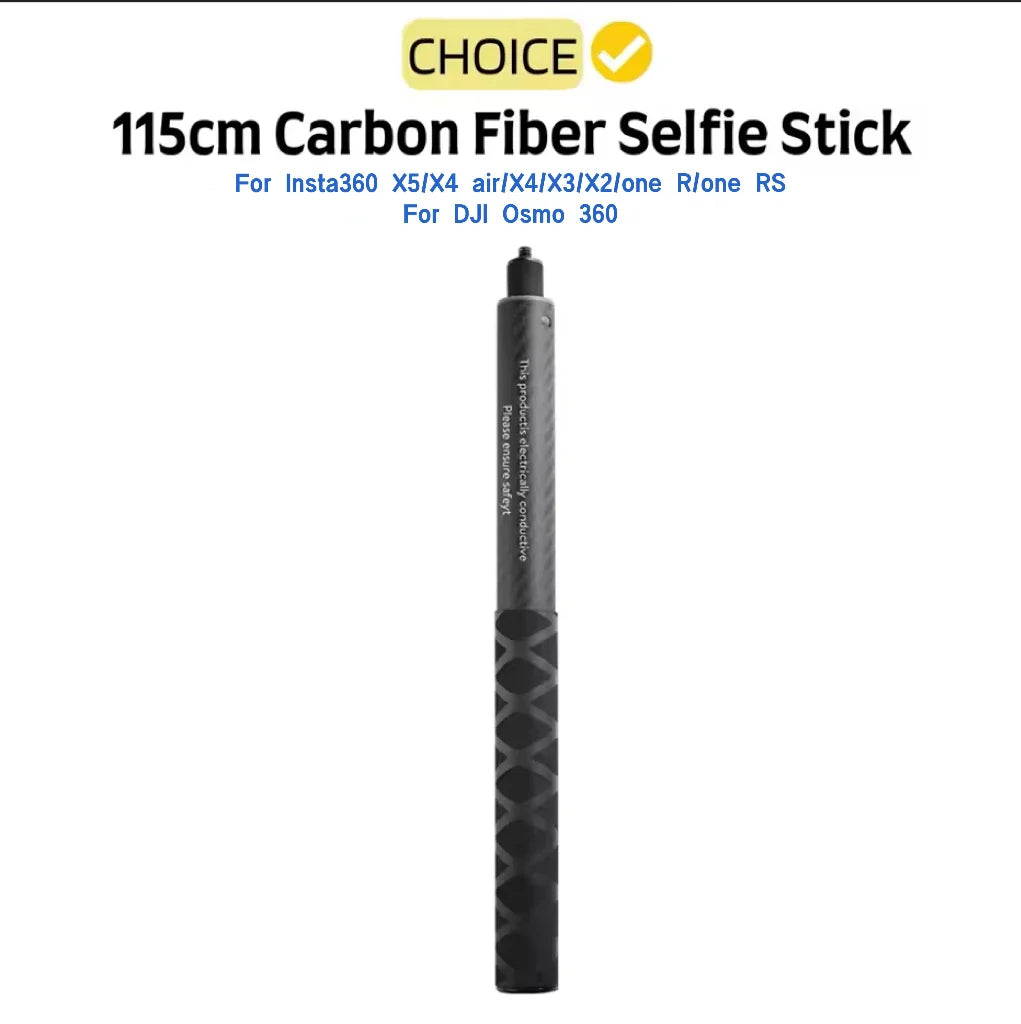 115cm Carbon Fiber Invisible Selfie Stick | Insta360 X5/X4/X3 & GoPro