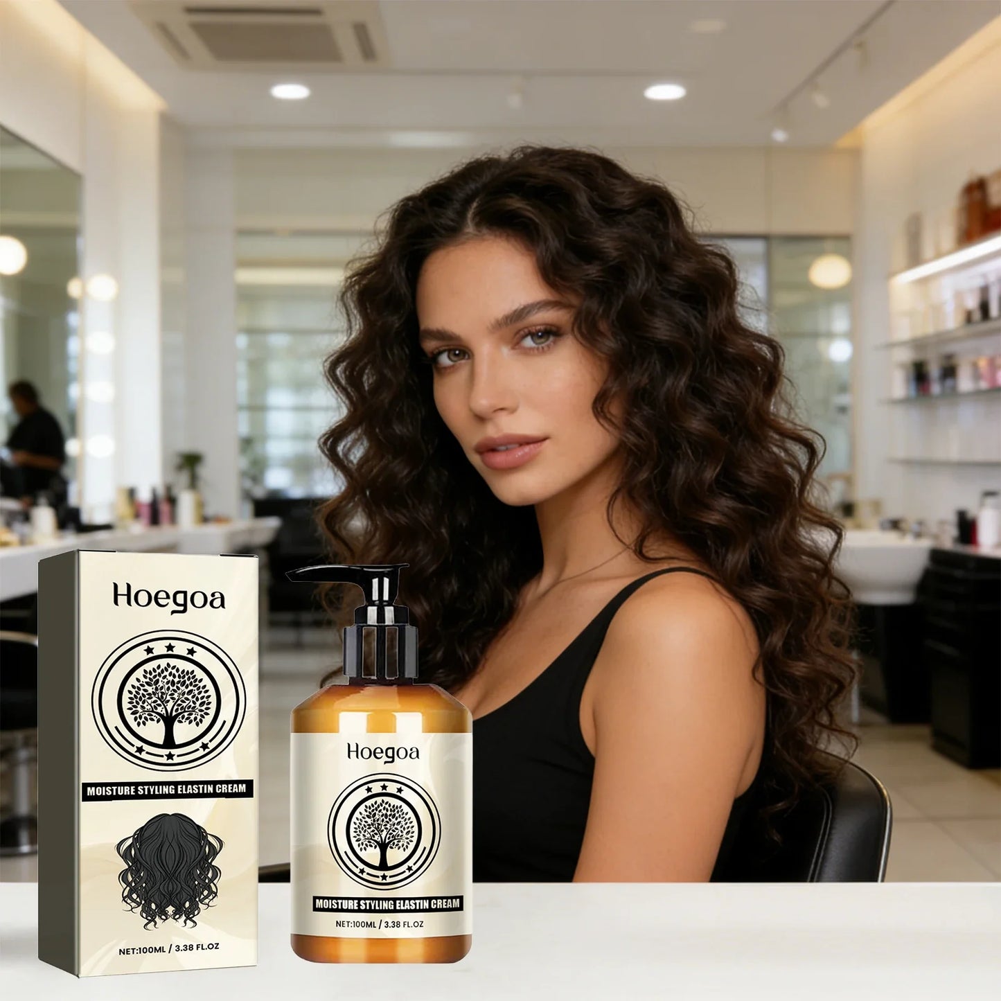 HOEGOA Elastin Curl Cream – Volume, Moisture & Frizz Control