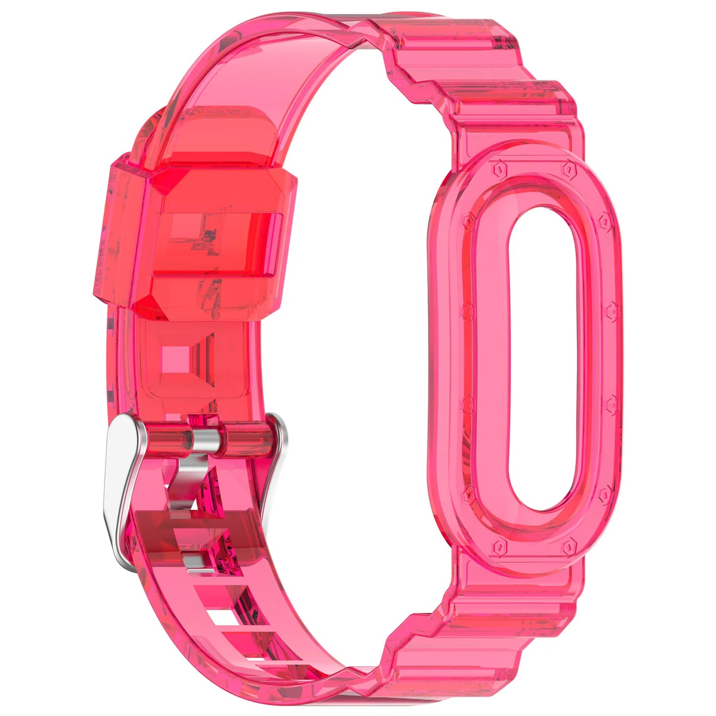 Clear TPU Watch Band Strap with Protective Case for Google for Fitbit Air, Transparent Replacement Wristband for Men Women Peaceful Pleasures Health and Wellness Rose Red