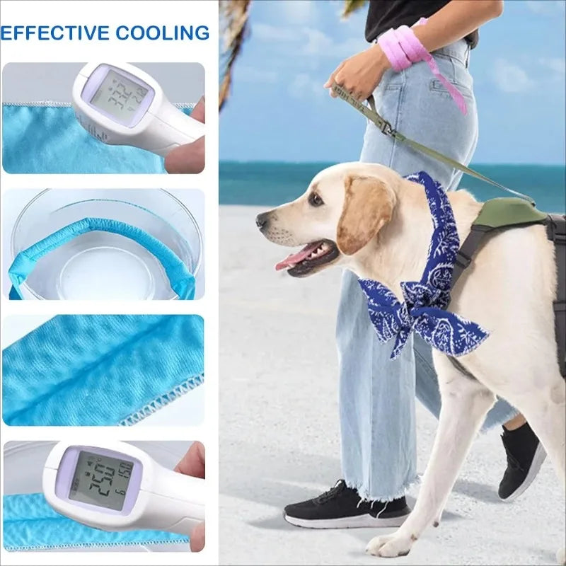 Pet Cooling Bandana for Dogs & Cats – 2-Pack Ice Scarf