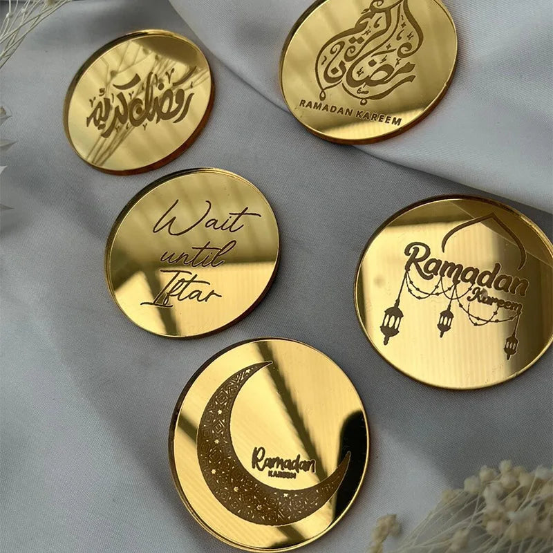 5-Pack Eid Mubarak Acrylic Cupcake Toppers | Ramadan Decor