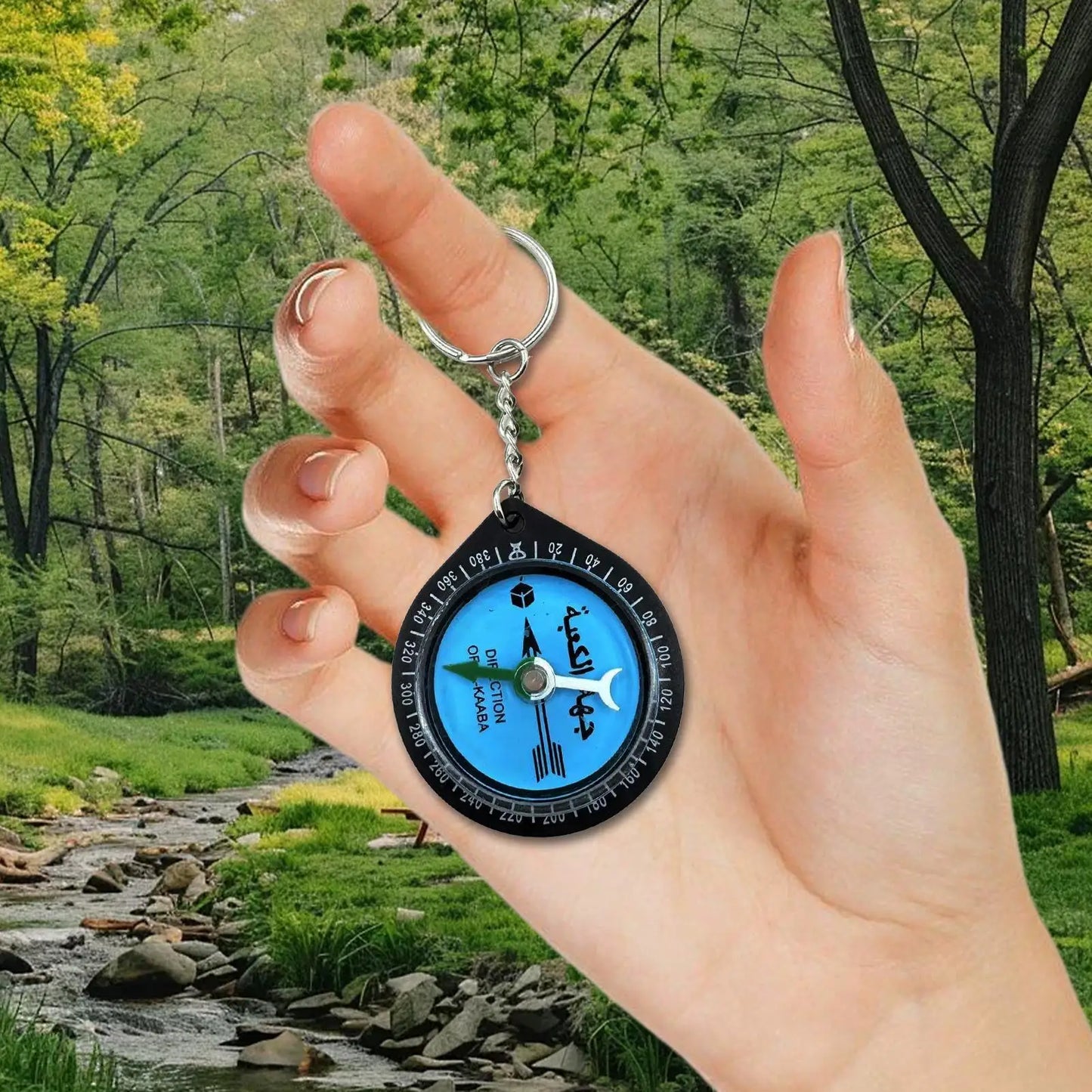 Multi-Functional Travel Compass Keychain with Qibla Direction for Prayer, Outdoor Adventure Tool for Mountaineering Backpacking Peaceful Pleasures Health and Wellness