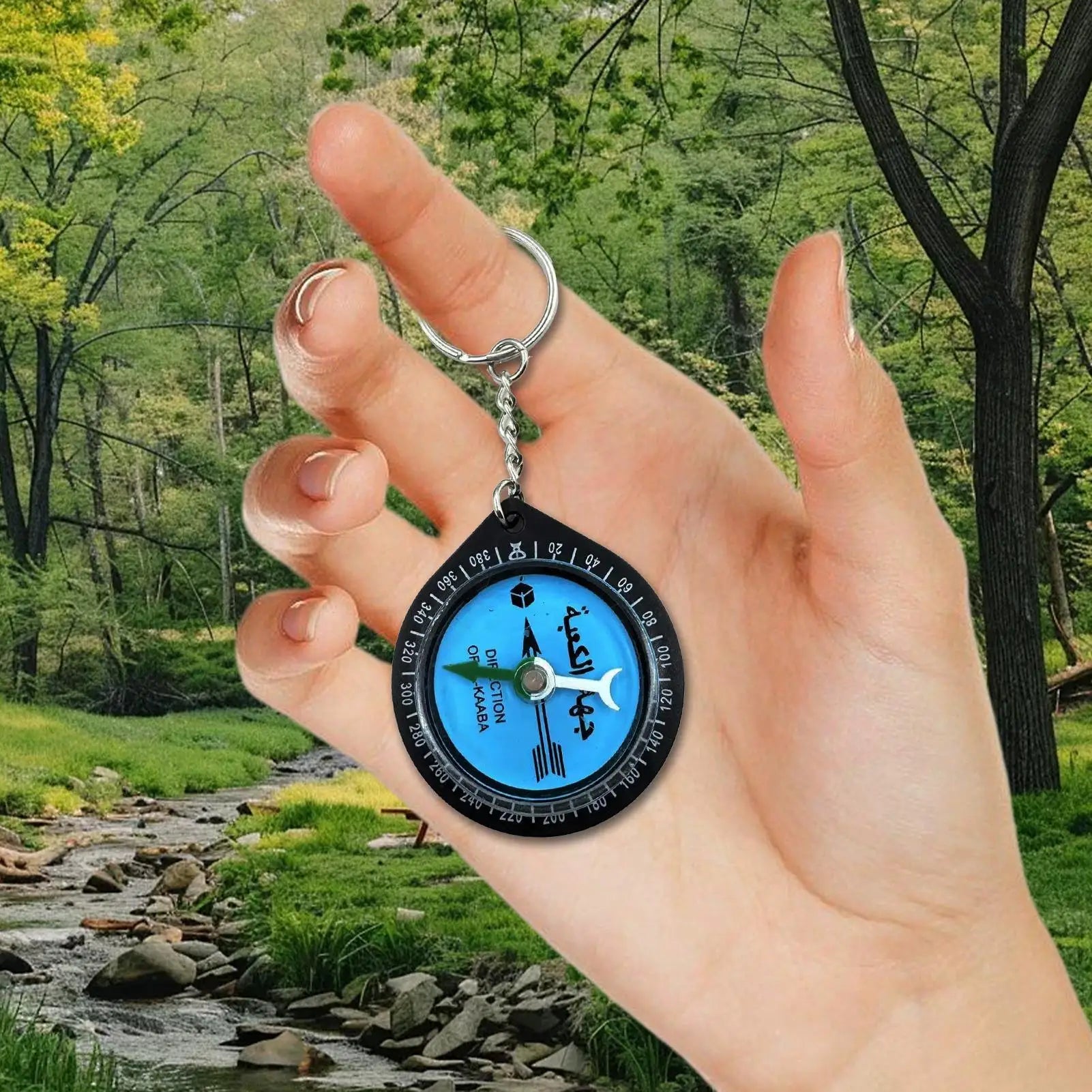 Multi-Functional Travel Compass Keychain with Qibla Direction for Prayer, Outdoor Adventure Tool for Mountaineering Backpacking Peaceful Pleasures Health and Wellness
