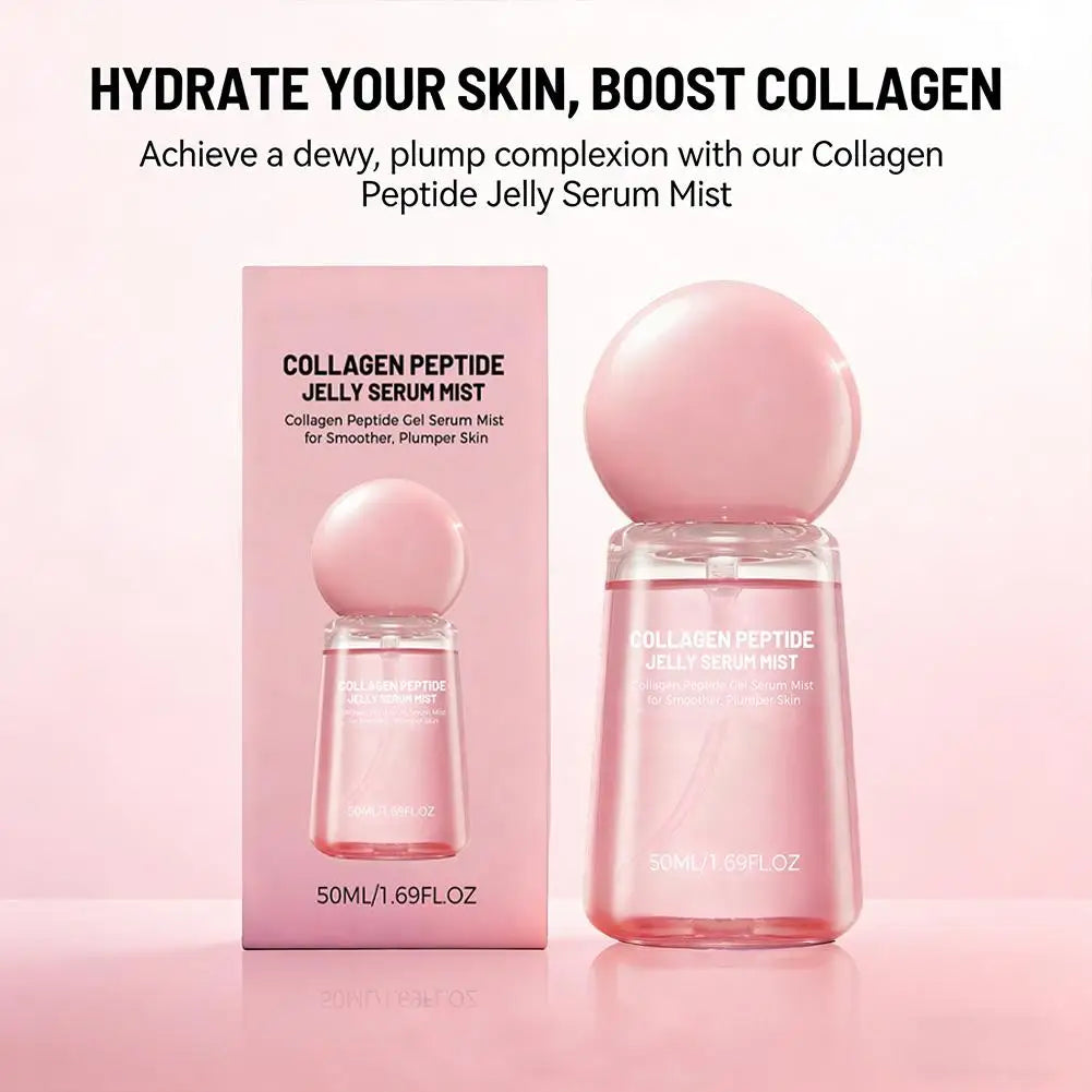 Collagen Peptide Jelly Serum Mist Plumping Smoothing Dry Skin Brighten Firming Deep Hydrating Spray Serum with Collagen Peptides Peaceful Pleasures Health and Wellness