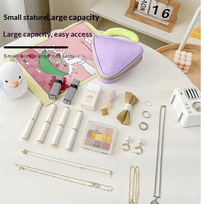 2026 New Beauty Storage Cases Simple Contrast Color Square Triangle Makeup Case Storage Bag Travel Toiletry Bag Cosmetic Bag Peaceful Pleasures Health and Wellness