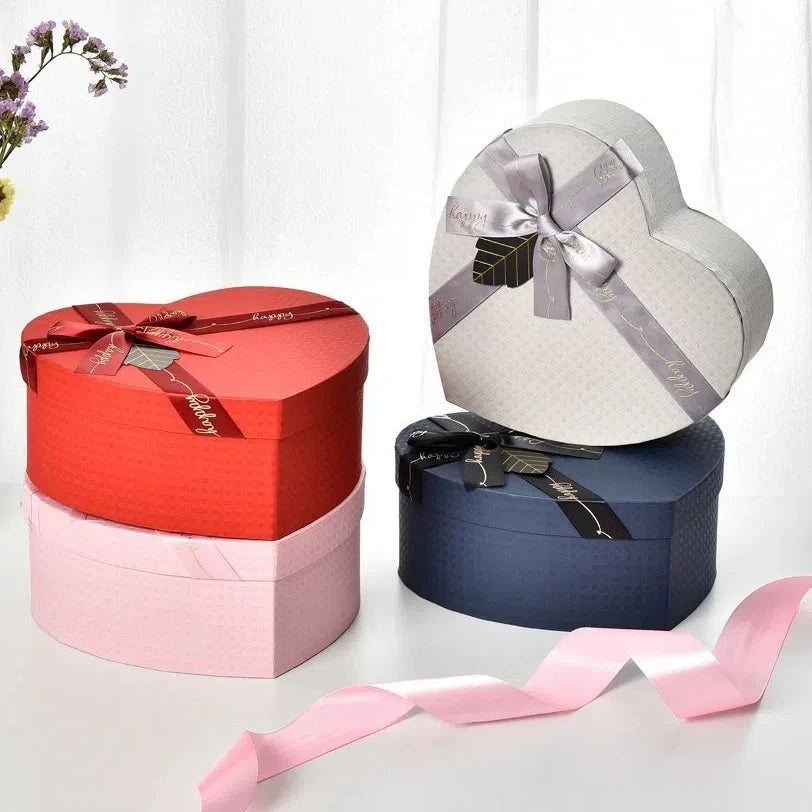 Heart-Shaped Gift Box with Silk Bow Ribbon | Valentine's & Party