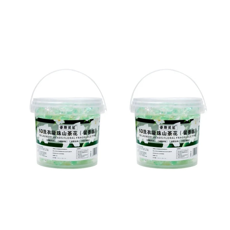 Camellia 5 in 1 Laundry Gel Bead Fragrance Bead Household Large Barrel 50 Piece Laundry Bead Instant Underwear Laundry Liquid Peaceful Pleasures Health and Wellness 2 bucket