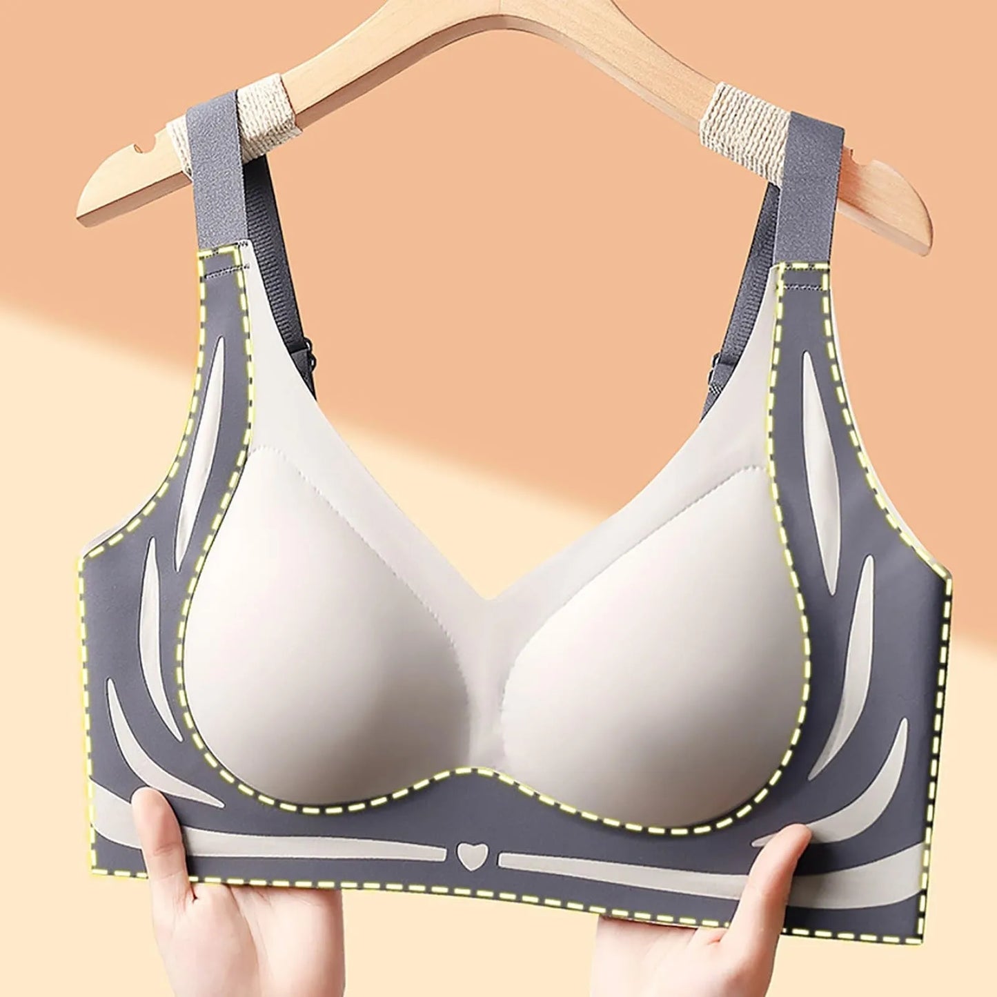 Women's Wire-Free Push-Up Bra | Seamless Adjustable V-Neck