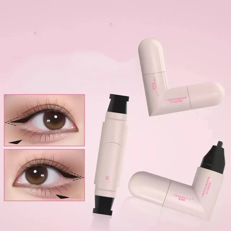 Dual-Ended Waterproof Eyeliner Stamp Pen | Black & Brown