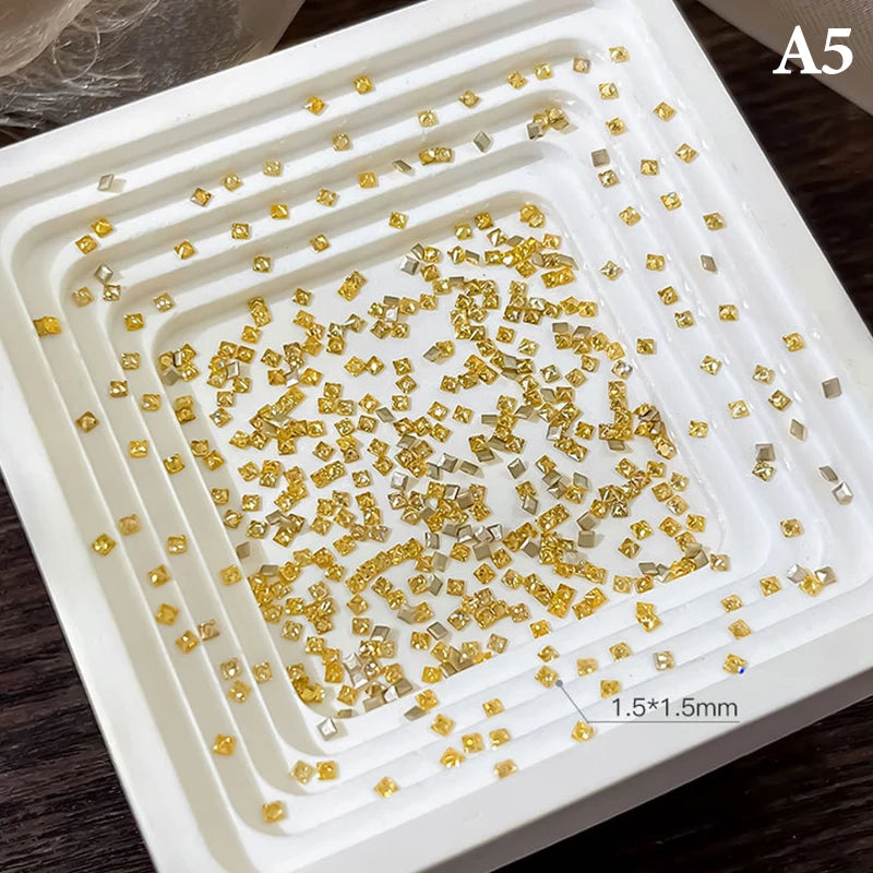 50pcs Golden Yellow Shiny Zircon Rhinestones Nail Charms Mini Rhombic Nails Gemstones Flatback Nail Art Craft Diamonds Decor Peaceful Pleasures Health and Wellness A5