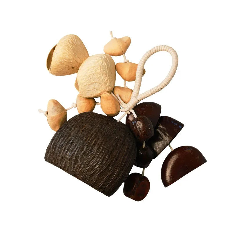 Natural Nut Shell Hand Rattle Wind Chime Pendant Fruit Handbell