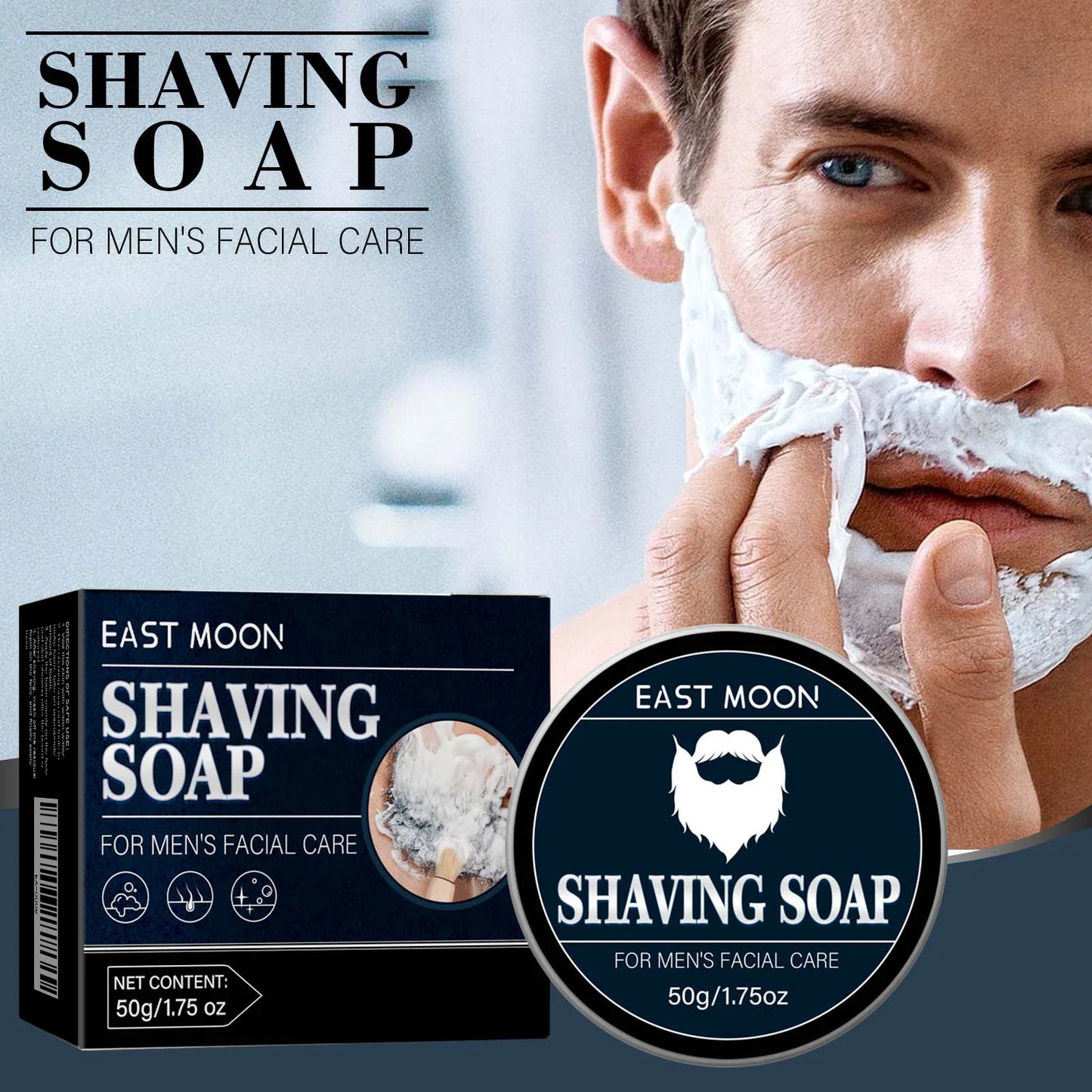 East Moon Men's Shaving Soap Bar | Aloe & Vitamin E