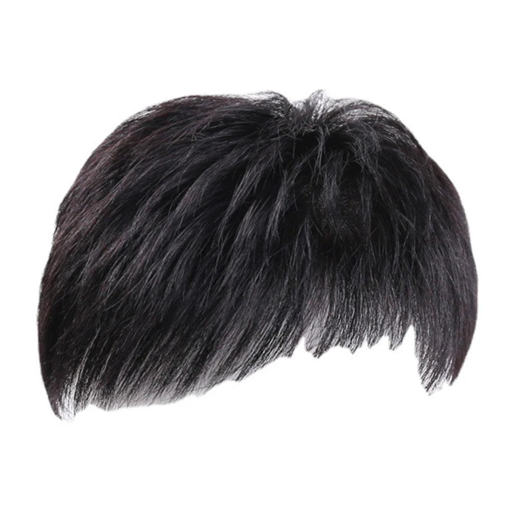 Men's Black Clip-On Hair Topper | Short Hair Coverage Piece