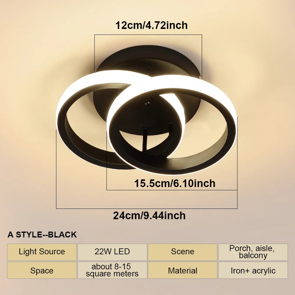 RUNTOIN 2-Ring LED Ceiling Light | Modern Hallway Chandelier
