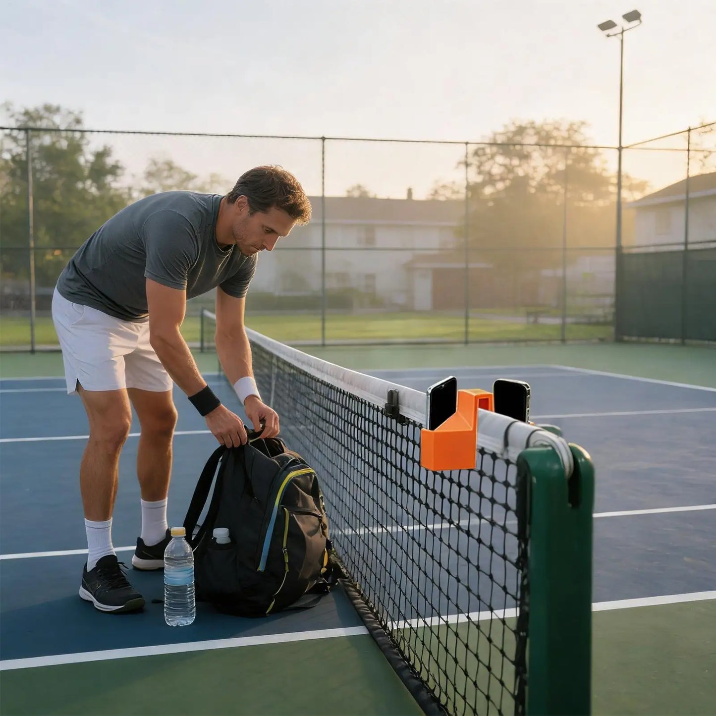 Tennis Net Camera Mount for GoPro & Phone | Anti-Slip