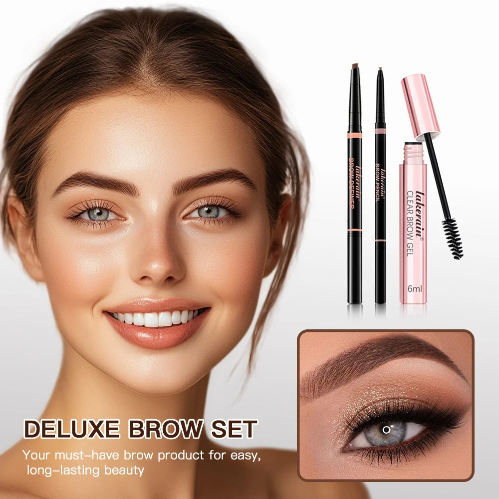 Lakerain 3-Piece Eyebrow Set – Pencil, Definer & Brow Gel Eyebrow Makeup Set Peaceful Pleasures Health and Wellness