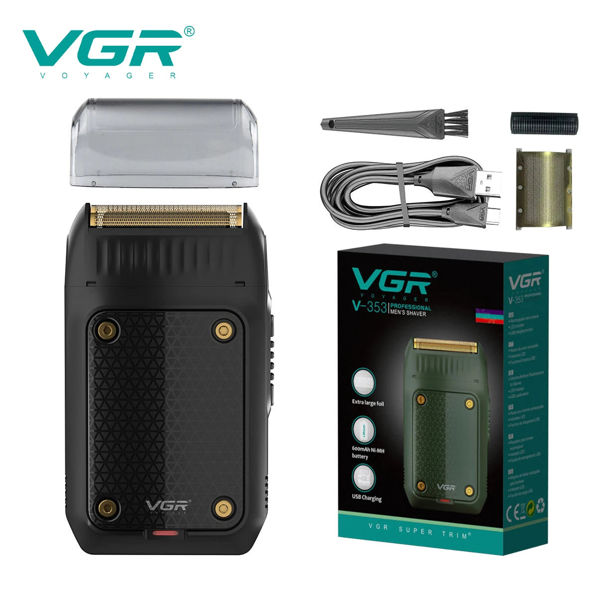 VGR 353 Razor Electric Shaver Professional Hair Trimmer Rechargeable Razors Portable Beard Trimmer Mini Hair Shaver for Men Peaceful Pleasures Health and Wellness 353black blade