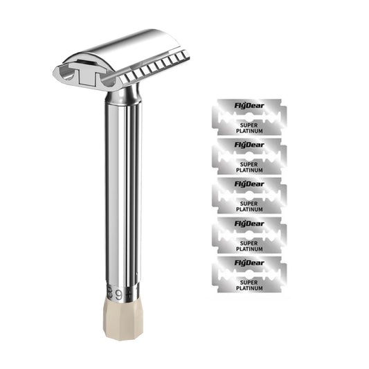 Adjustable Safety Razor 9-Speed Zinc Alloy Manual Shaver + 5 Blades Adjustable Safety Razor Peaceful Pleasures Health and Wellness razor