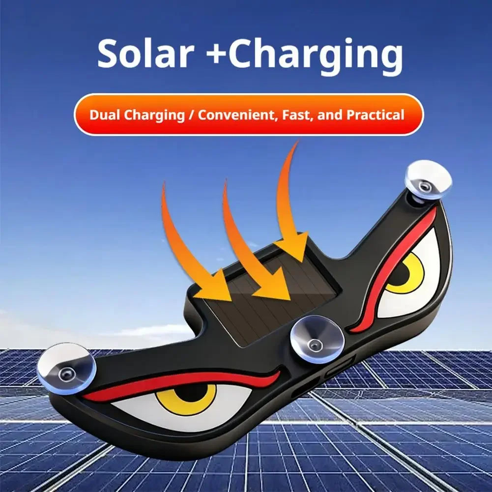 Cool Demon's Eye Car LED Light Solar Powered Blinking Moving Eyes Car Decoration Lamp Rear Windshield Atmosphere Light Peaceful Pleasures Health and Wellness