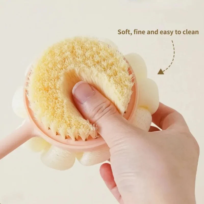 Two-Sided Silicone Body Brush | Long Handle Back Scrubber Body Bath Brush Peaceful Pleasures Health and Wellness