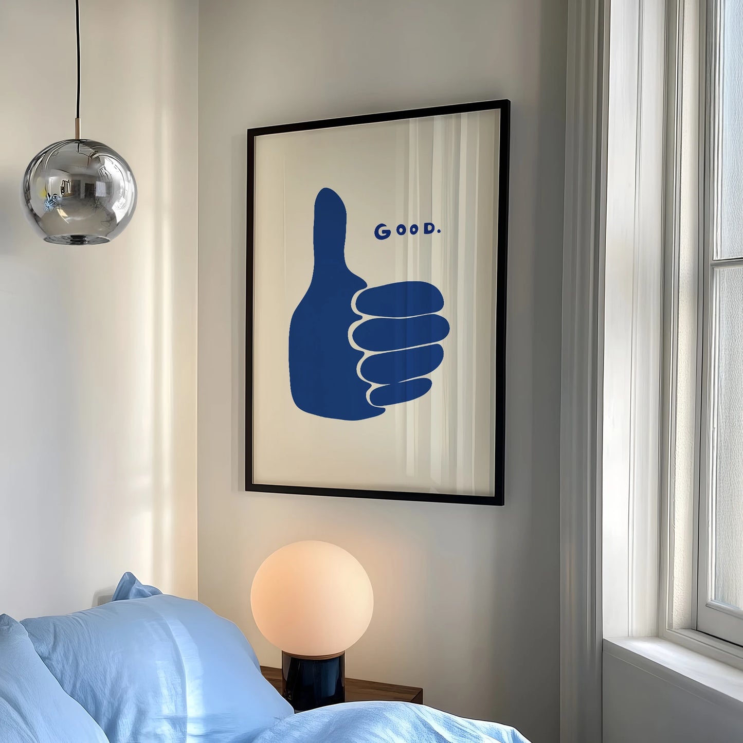 1pc Retro Thumbs Up Blue Wall Art Prints Canvas Painting Poster Picture For Living Bed Kids Room Home Decor Peaceful Pleasures Health and Wellness