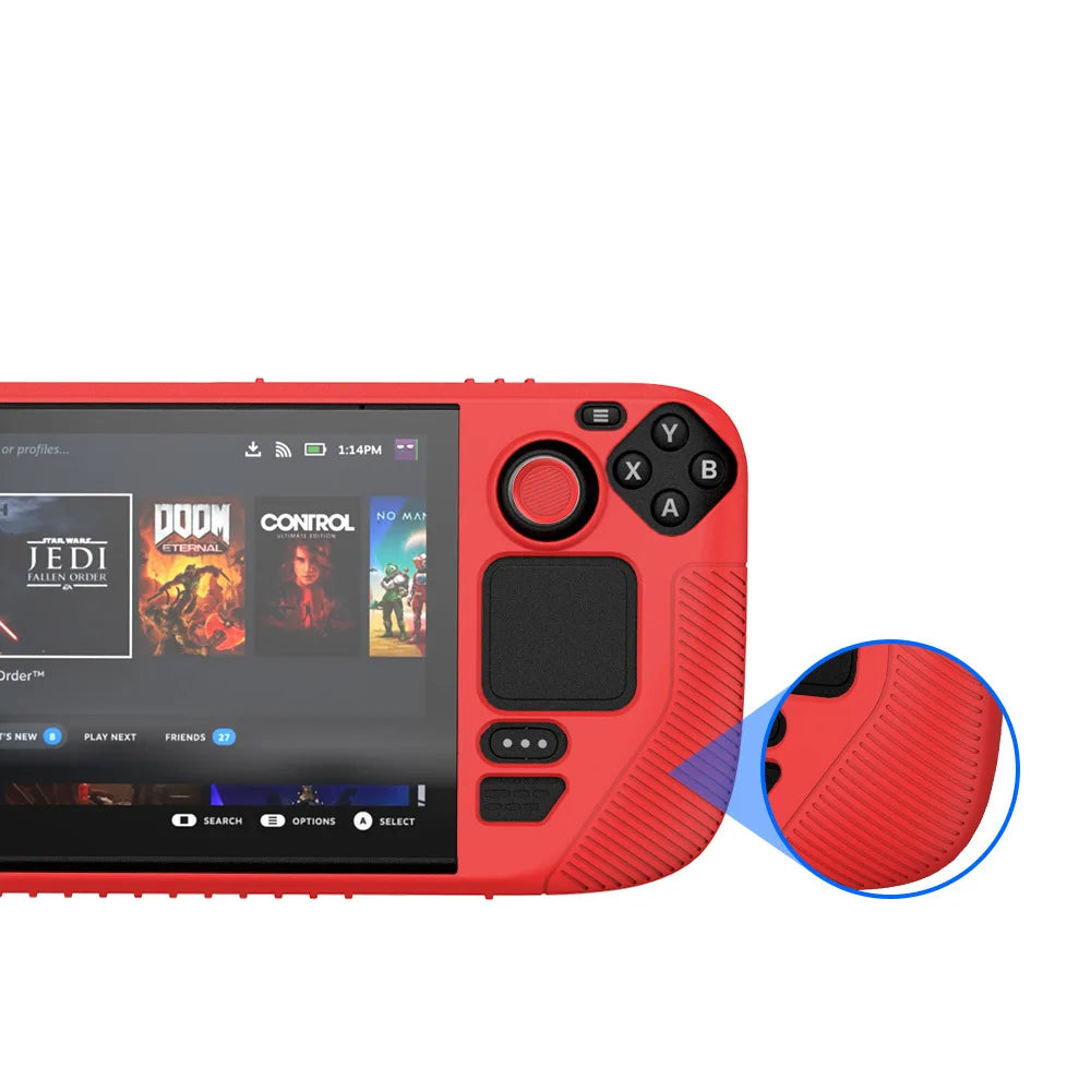 Suitable for Steam Deck Handheld Game Console Silicone Protective Case and 4PCS Button Dust Covers Non-slip Dust-proof Anti-fall Peaceful Pleasures Health and Wellness