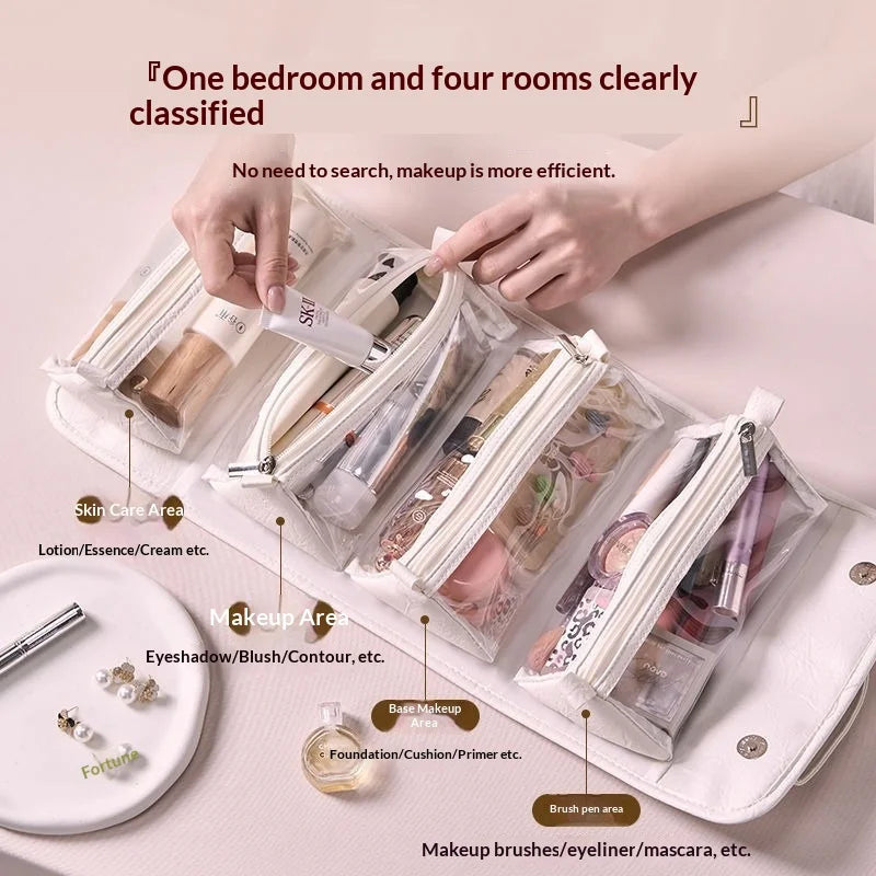 4-in-1 Waterproof Travel Makeup Organizer Bag | Large Capacity