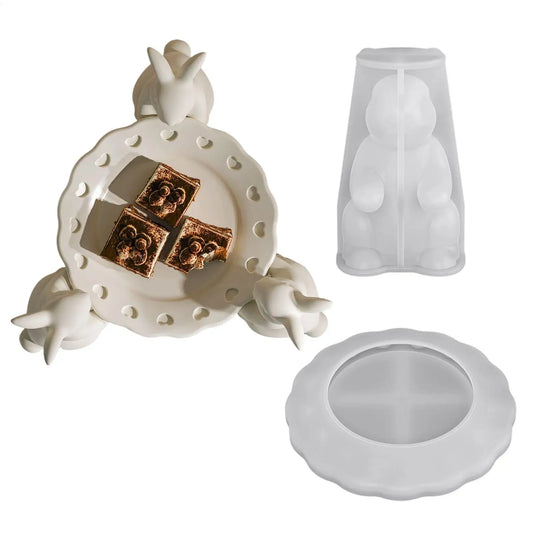 3D Easter Bunny Tray Silicone Mold | Resin Candy Craft Mould Silicone Craft Mold Peaceful Pleasures Health and Wellness