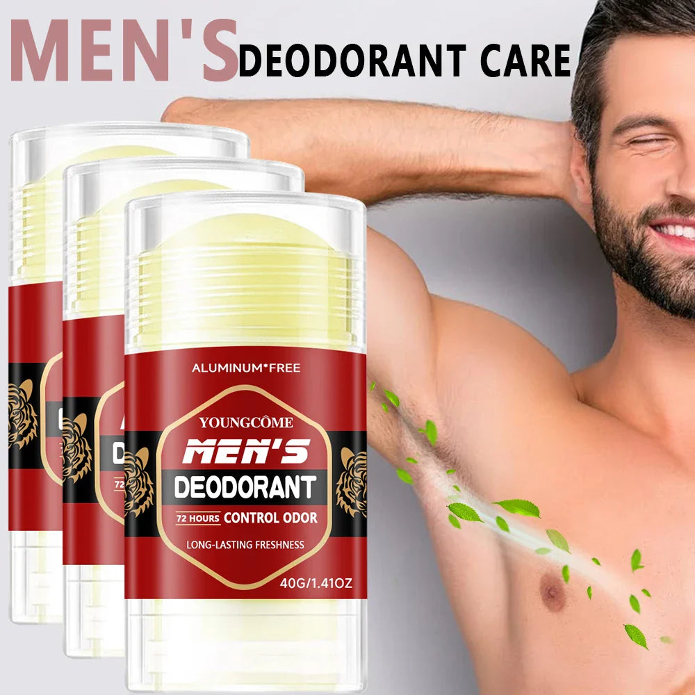 YOUNGCOME Men's Aluminum-Free Deodorant Stick – 72Hr Odor Control