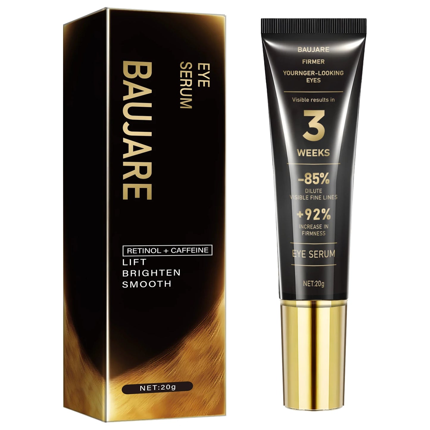 Retinol & Caffeine Eye Serum | Hyaluronic Acid, Collagen, Bee Venom Eye Serum Cream Peaceful Pleasures Health and Wellness black 20g