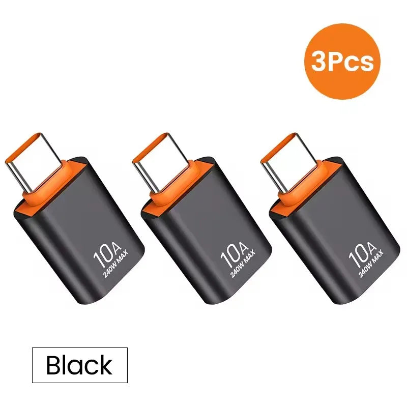 10A USB A To USB C OTG Adapter Type C to USB Converter USB 3.0 Adapter For Xiaomi 14 MacBook USB To Type C OTG Connector Peaceful Pleasures Health and Wellness 3pcs Type C Male
