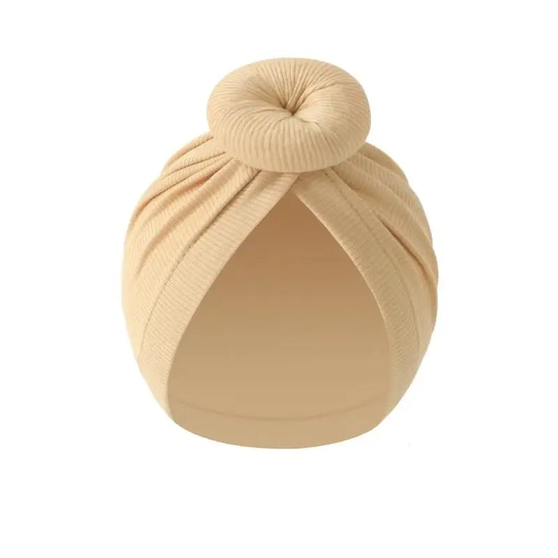 Baby Turban Hat – Soft Cotton Elastic Bun Knot Cap (0–6 Months)