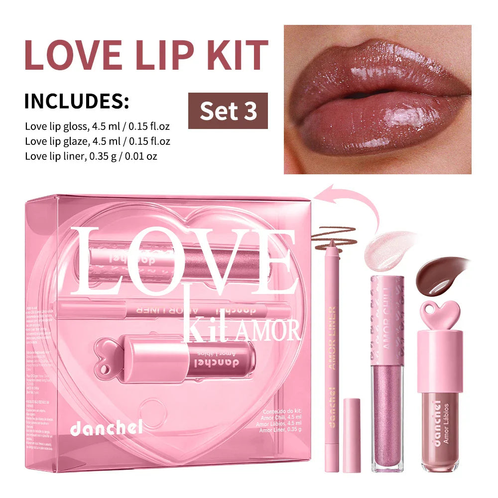 Heart-Shaped Lip Kit – Gloss, Glaze & Liner | High Shine