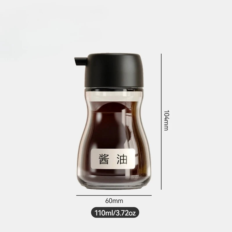 Hot 110/190ml Japanese Style Glass Oil Bottle Desktop Seasoning Bottle Kitchen Household Glass Soy Sauce Seasoning Can Oil Pot Peaceful Pleasures Health and Wellness black-110ml