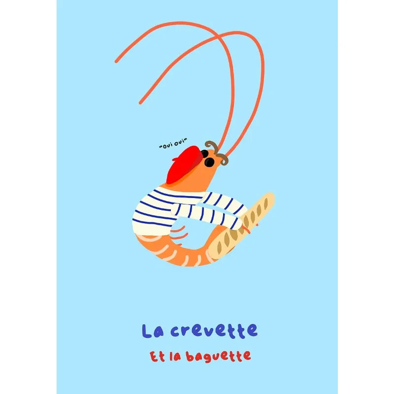 Abstract Kitchen Food Funny Cowboy Shrimp Picnic Cartoon Illustration Poster Canvas Painting Wall Art Pictures Home Decor Peaceful Pleasures Health and Wellness 6 50x70cm Unframed