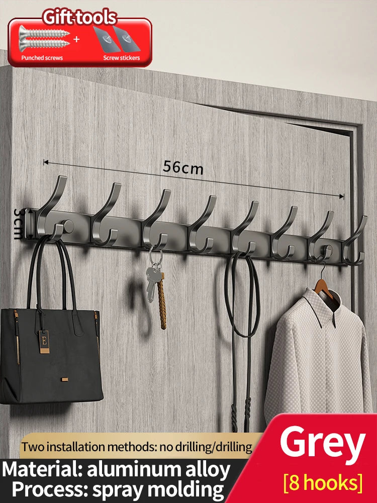 No-Drill Aluminum Wall Hook – Coat, Robe & Bag Hanger Organizer