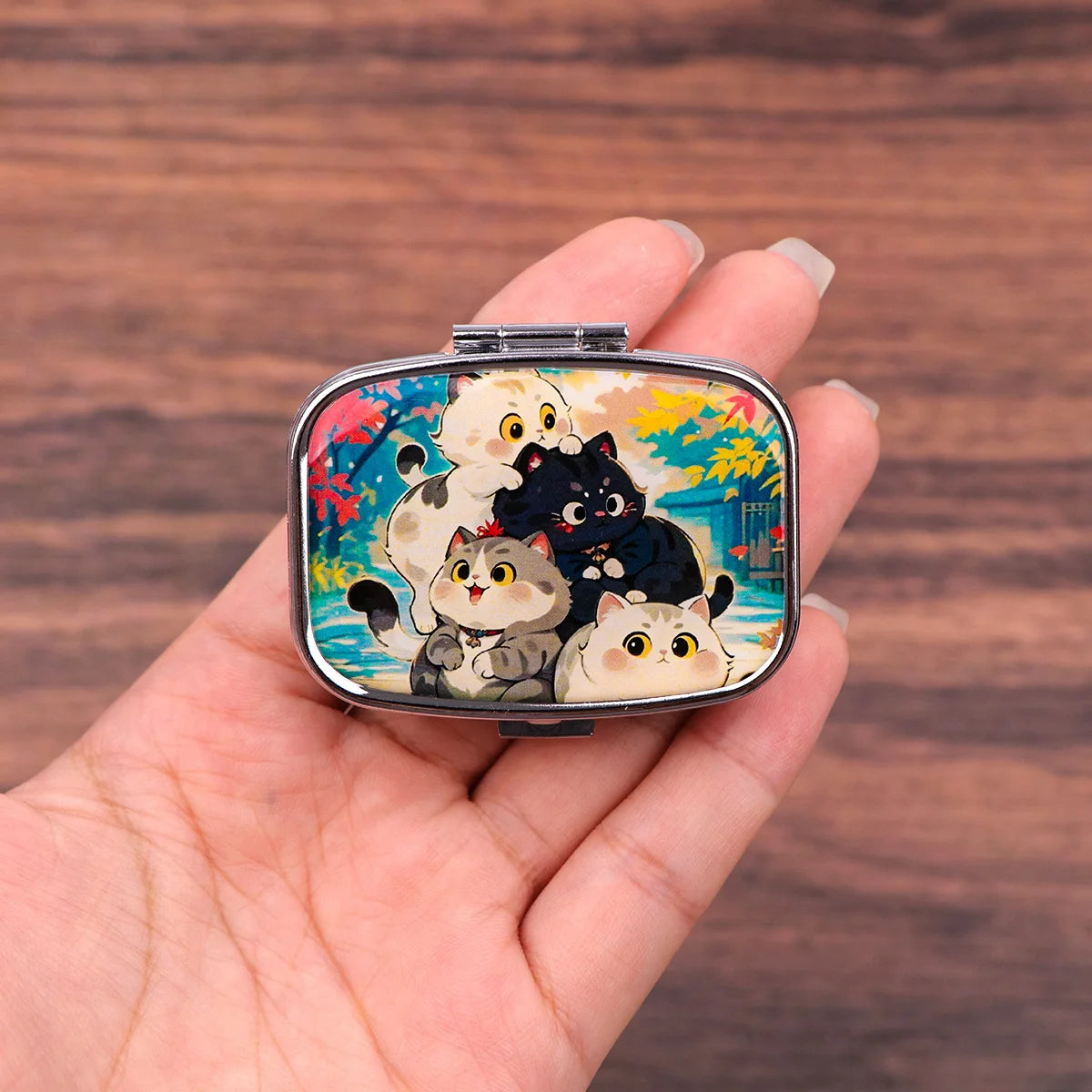 Black Cat Pill Boxes Cartoon Animal Sealed Subpackage Case Portable Travel Jewelry Box Mini Organizer Storage Medicine Case Peaceful Pleasures Health and Wellness 3